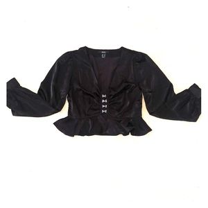 Black Crop Blouse